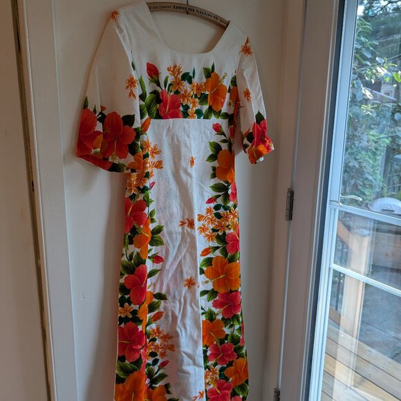 Authentic Vintage Hawaiian Midi Dress Mumu – Ui Maikai – Made in Hawaii USA – XS - Picture 9 of 10